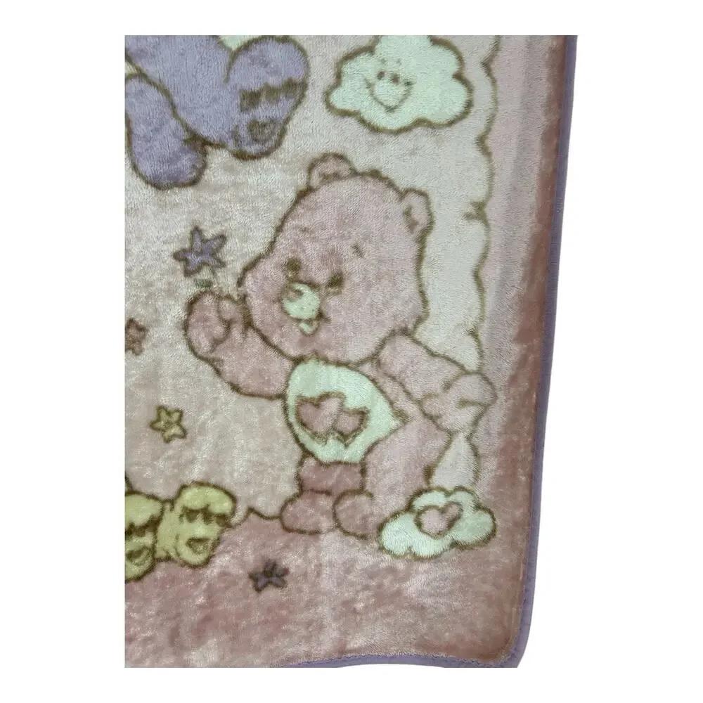 Care Bears Baby Blanket Love A Lot Rainbow Funshine Friend Pink Purple 2007